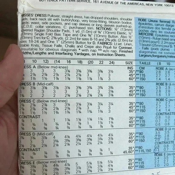 5/$25 Butterick 3680 woman 1986 dress SEWING  PATTERN SIZE 8-10-12 - Picture 7 of 8